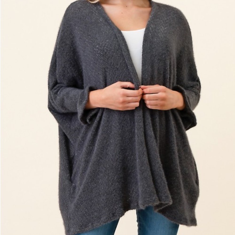 Plus Charcoal Cardigan Sweater
